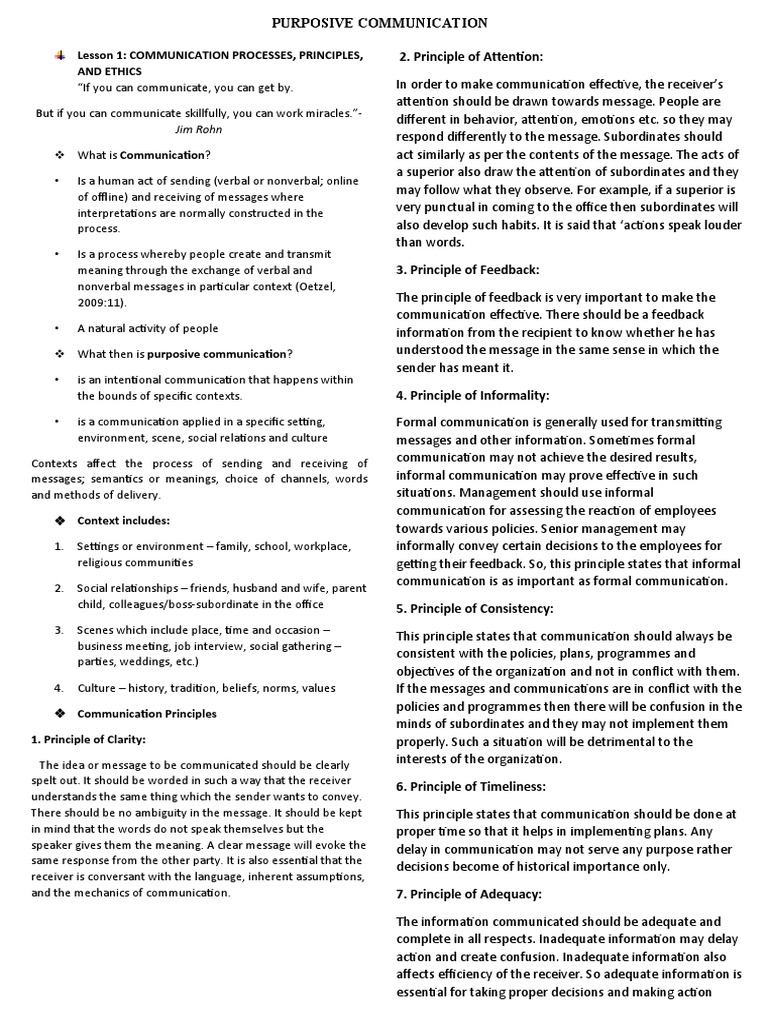 Principles of Purposive Communication | PDF | Communication | Cross ...