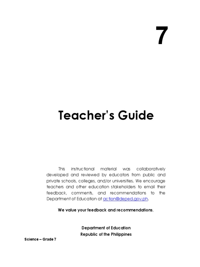 Teaching Guide - Science 7 | PDF | Solubility | Experiment