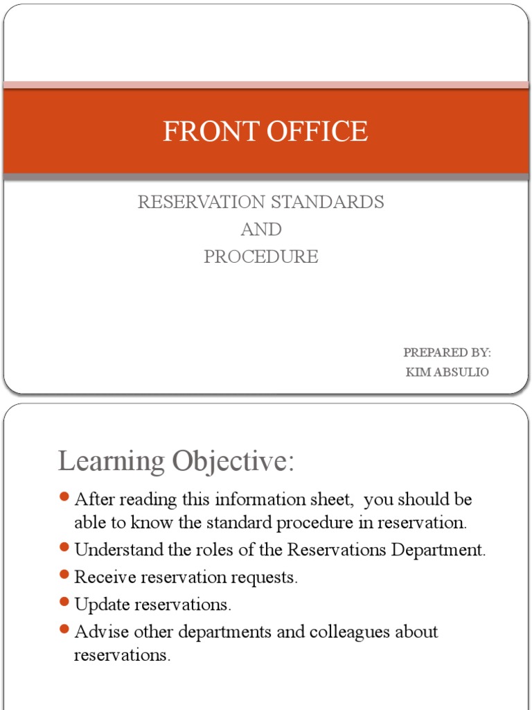 Front Office Reservation PDF