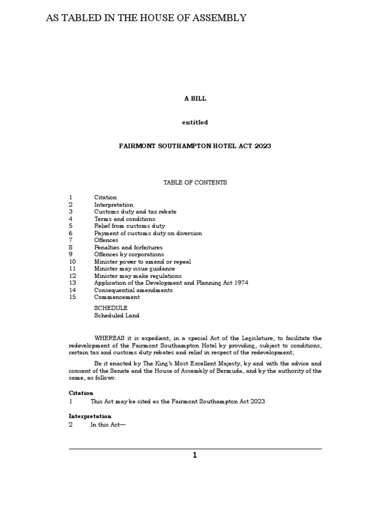 Fairmont Southampton Hotel Act 2023 PDF Taxes Tax Refund