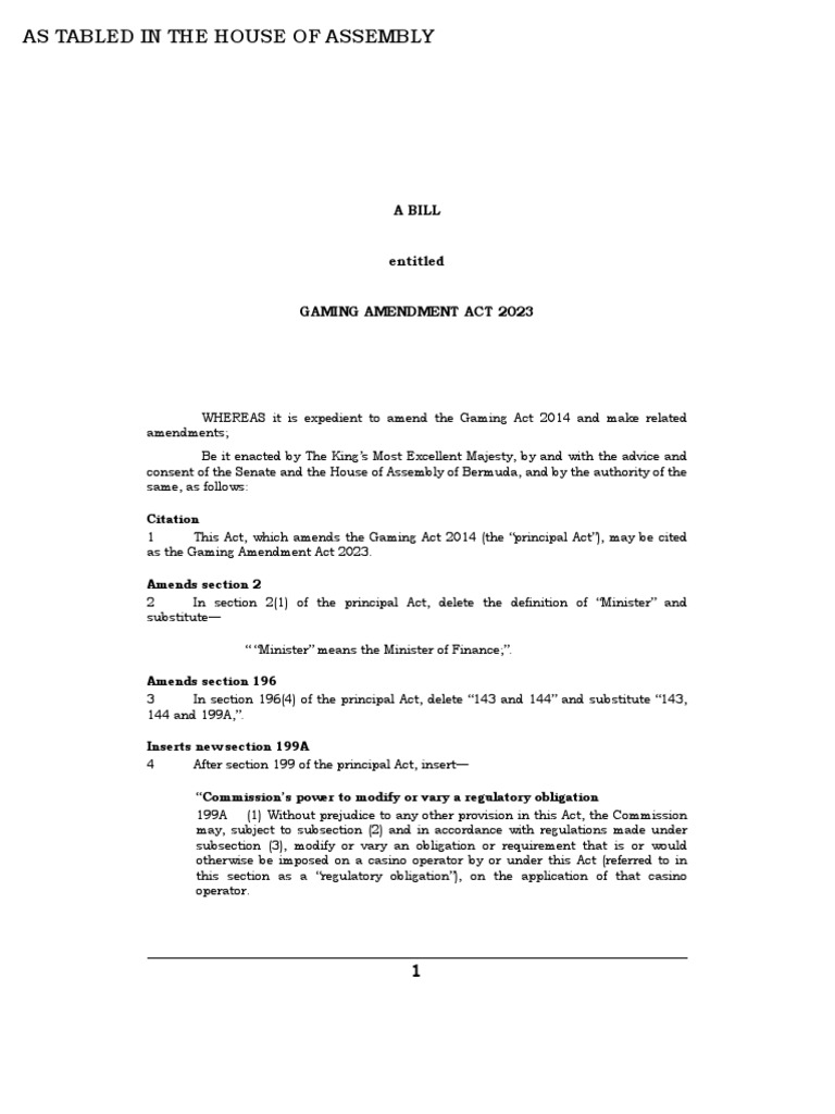 Gaming Amendment Act 2023 PDF Money Laundering Regulation
