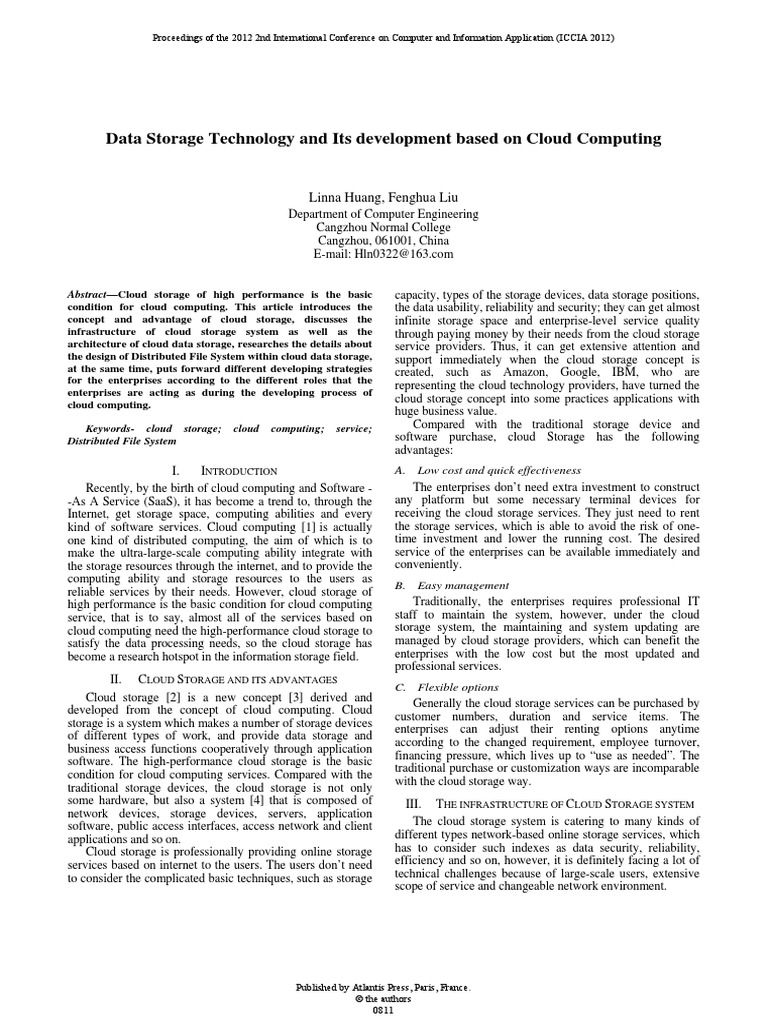 Data Storage Technology and Its Development Based On Cloud Computing ...