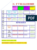 H O R A R I O D E L 6° "C" Del 21 Al 25 de Marzo: Refrigerio
