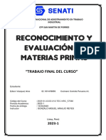 RECONOCIMIENTO Y EVALUACIÓN DE MATERIAS PRIMAS - TC - Edson Vasquez Arce