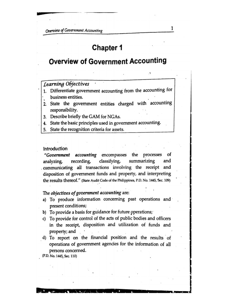 1 Chapter 1 Overview of Government Accounting PDF PDF