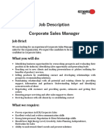 Corporate Sales Manager Job Description