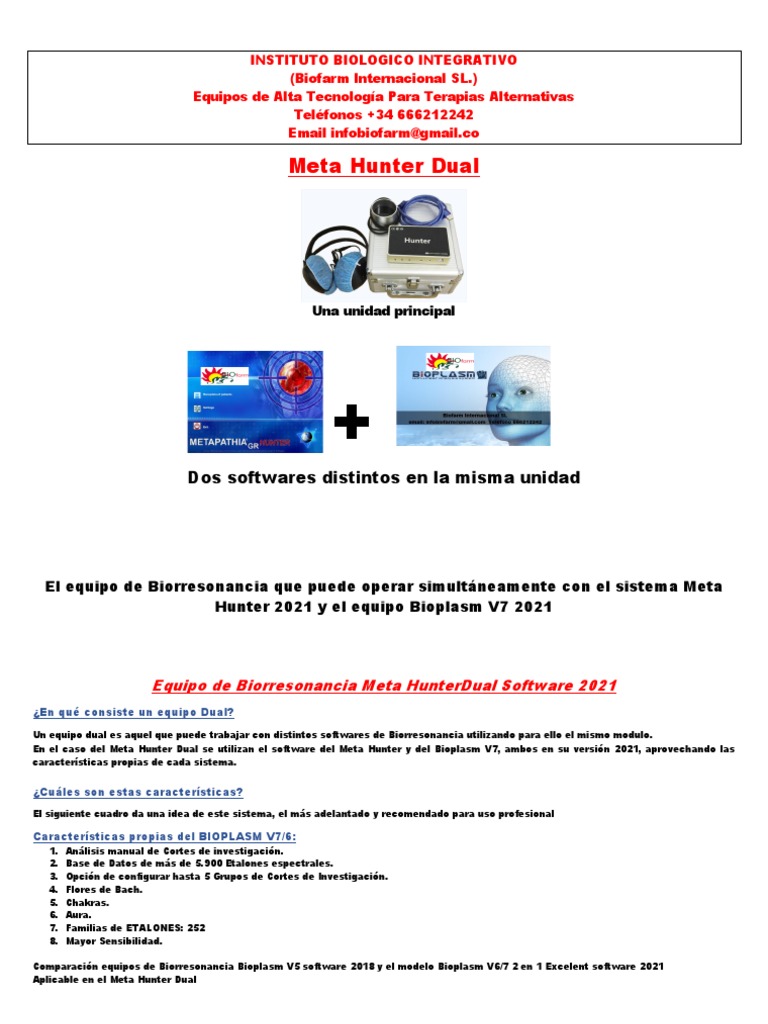 Meta Hunter Dual: Biorresonancia Avanzada | PDF | Salud y bienestar ...