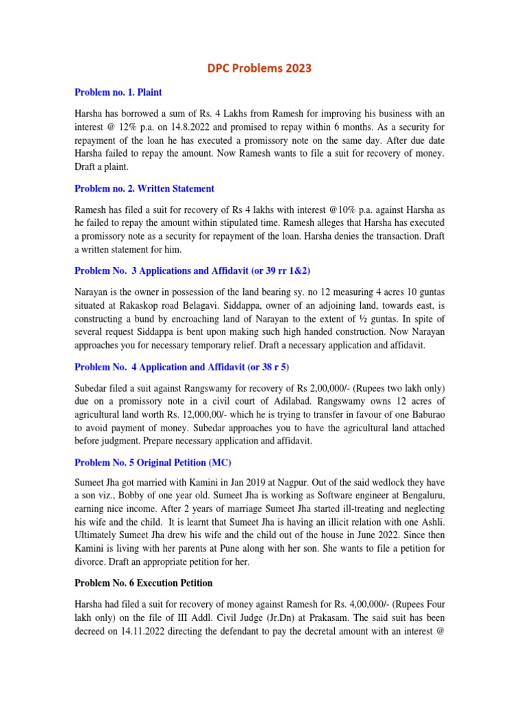 Legal Drafting Problems 2023 | PDF | Mortgage Loan | Lawsuit