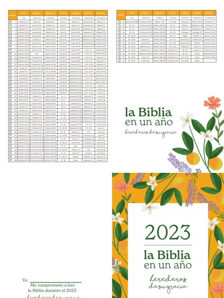 Plan Lectura Biblia 2023 | PDF | Libros de la Biblia hebrea | Gente del ...