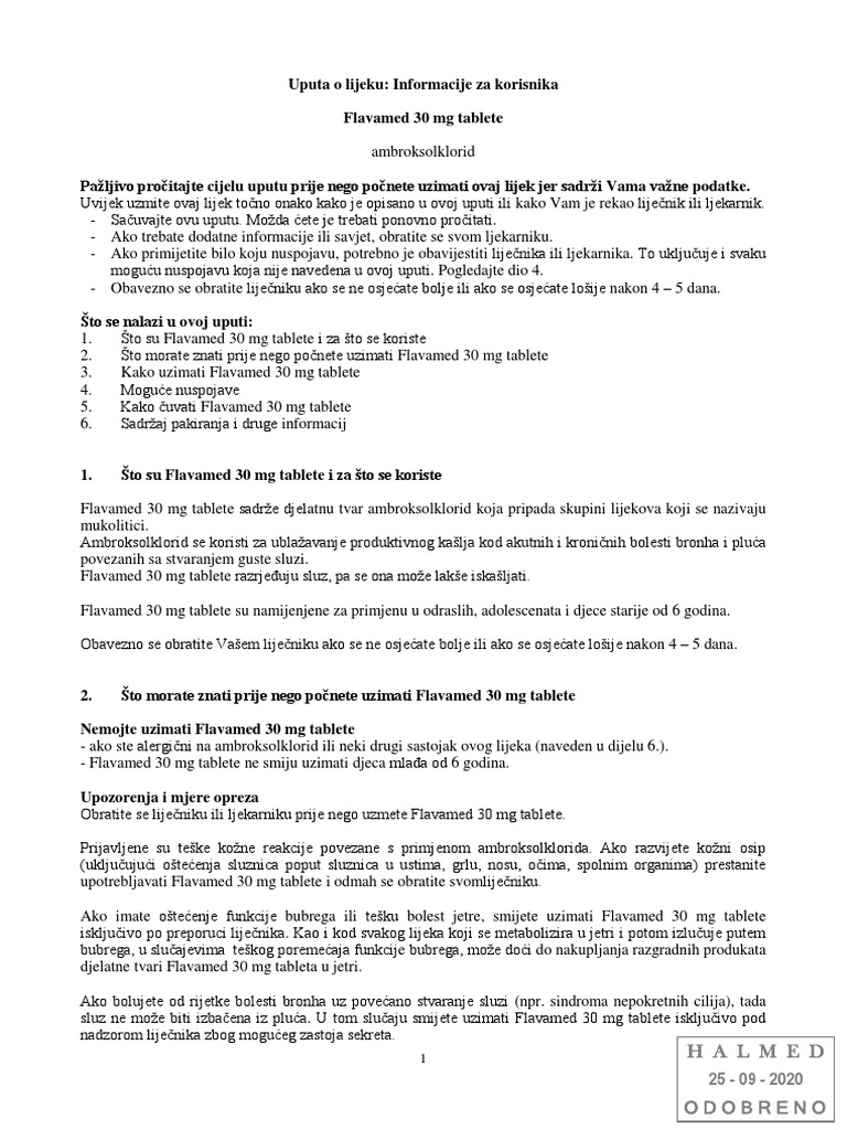 Flavamed tablete pil pdf