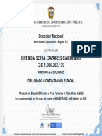 Certificado BRENDA SOFIA CAZARES CARDENAS Curso DIPLOMADO CONTRATACIÓN ESTATAL