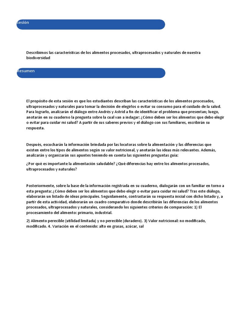 Alimentos Naturales Procesados y Ultraprocesados | PDF | Evaluación ...