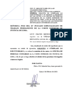 Señorita Juez Del 32° Juzgado Especializado de Trabajo Permanente de La Corte Superior de Justicia de Lima