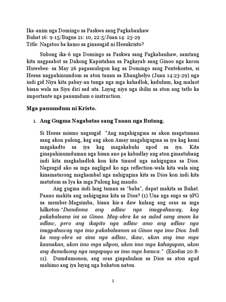 Mga Panumdum Ni Kristo | PDF