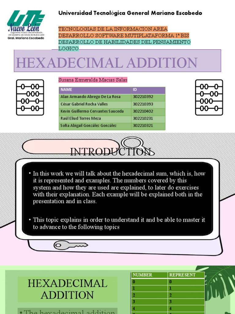 Copia de HEXADECIMAL ADDITION 1.pptx | PDF | Encodings | Theory Of ...