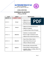 Legal WRITING Schedule of Activity - 2022-2023