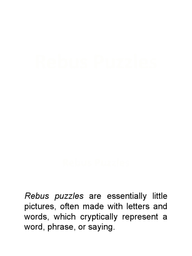 Rebus Puzzles Explained | PDF