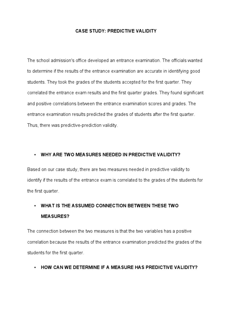 Case Study in Predictive Validity | PDF | Validity (Statistics ...