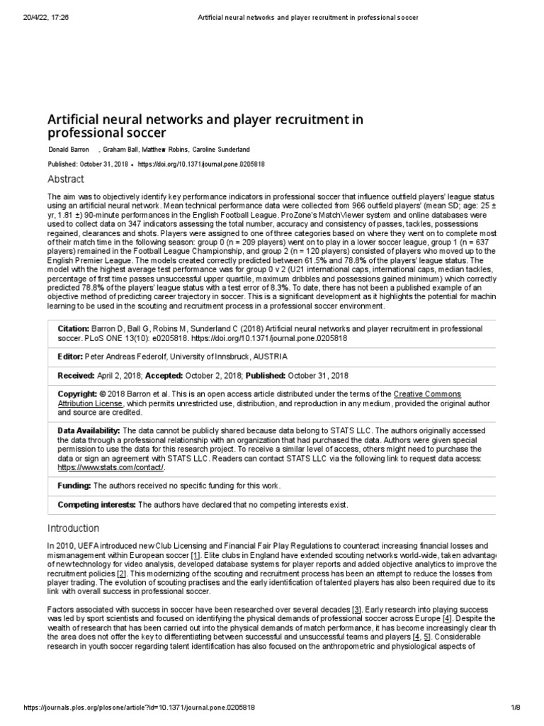 Artificial Neural Networks and Player Recruitment in Professional ...