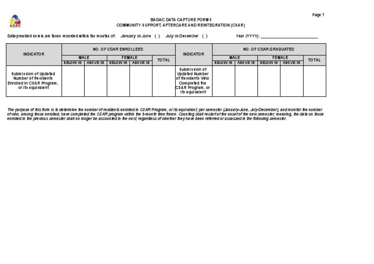 4Badac Data Capture Forms Badac Form 52 PDF