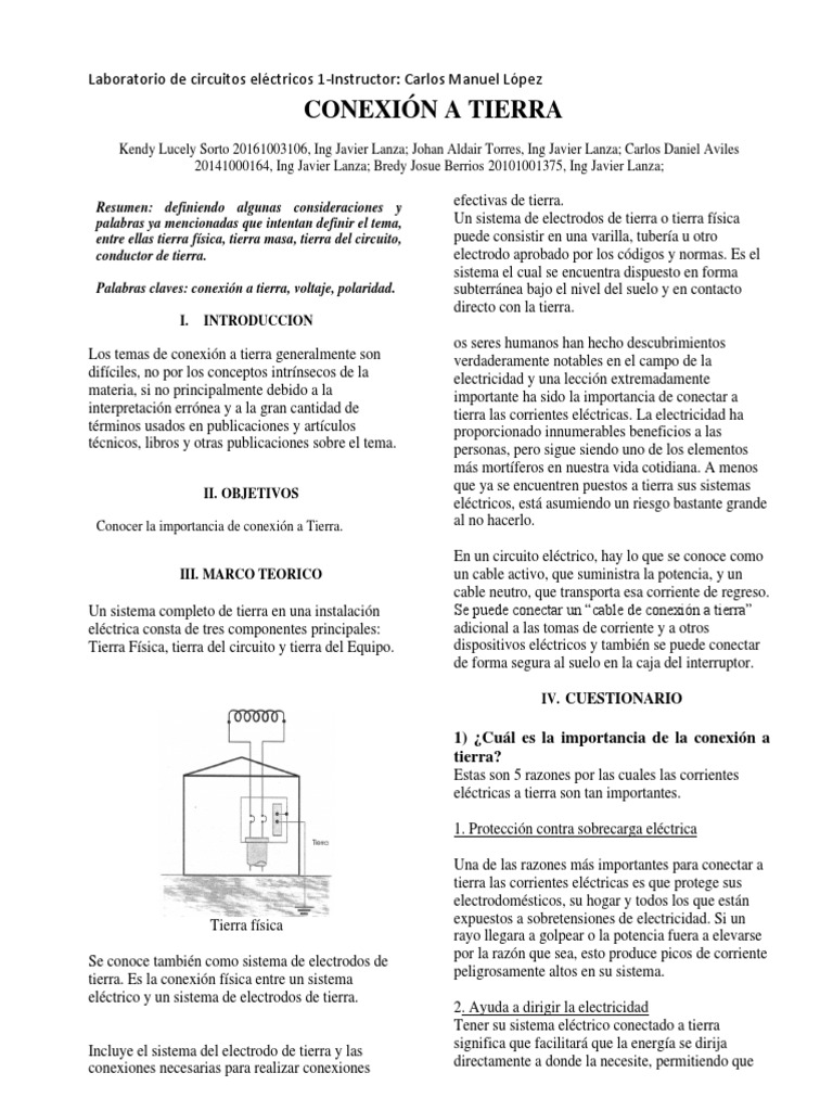 Importancia de la Conexión a Tierra | PDF | Corriente eléctrica ...