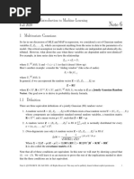 Note 6: EECS 189 Introduction To Machine Learning Fall 2020 1 Multivariate Gaussians