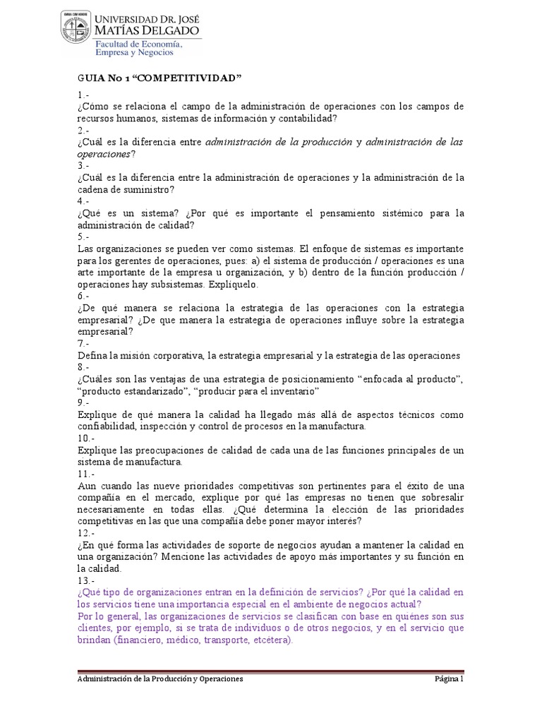 Guia No 1 Competitividad | PDF | Gestión estratégica | Ventaja competitiva