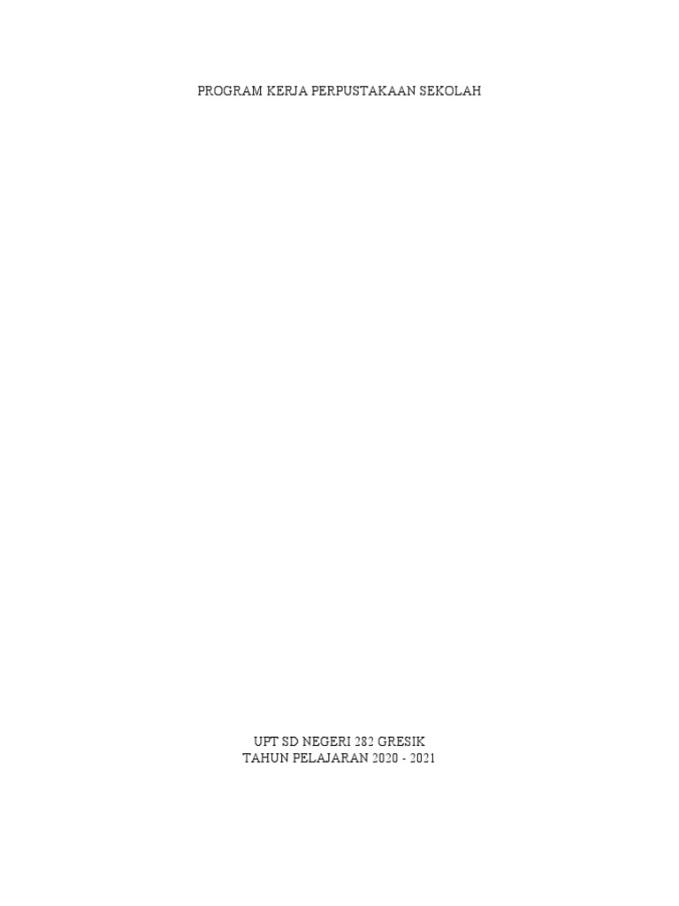 Program Kerja Perpustakaan SD 282 Gresik | PDF