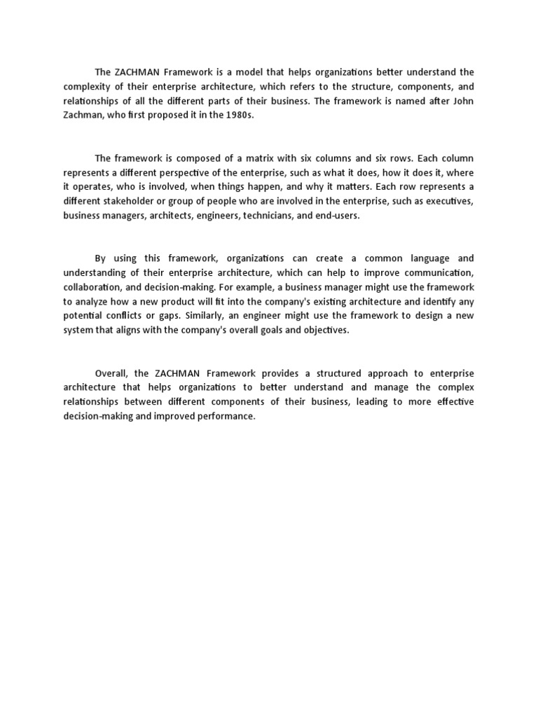 ZACHMAN Framework | PDF