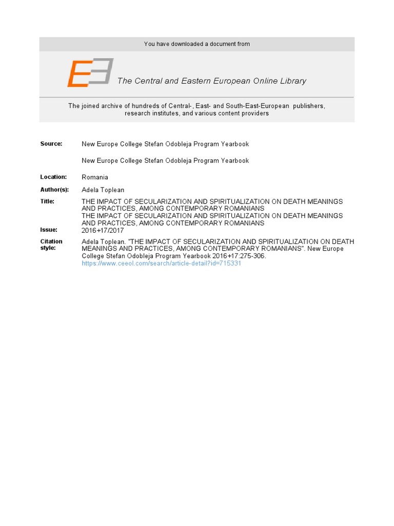 TheImpactOfSecularizationAndSpiritualizationOnDeathMeaningsAnd