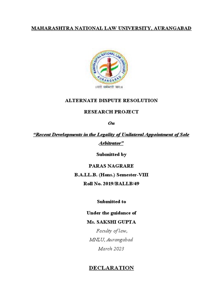 Recent Developments in The Legality of Unilateral Appointment of Sole