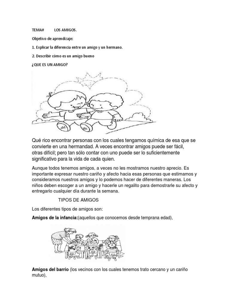Diferencias y Tipos de Amigos | PDF | Relaciones personales, crianza y ...