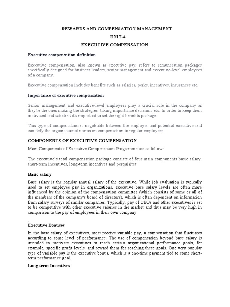 Executive Compensation Management Guide | PDF | Cost Of Living ...