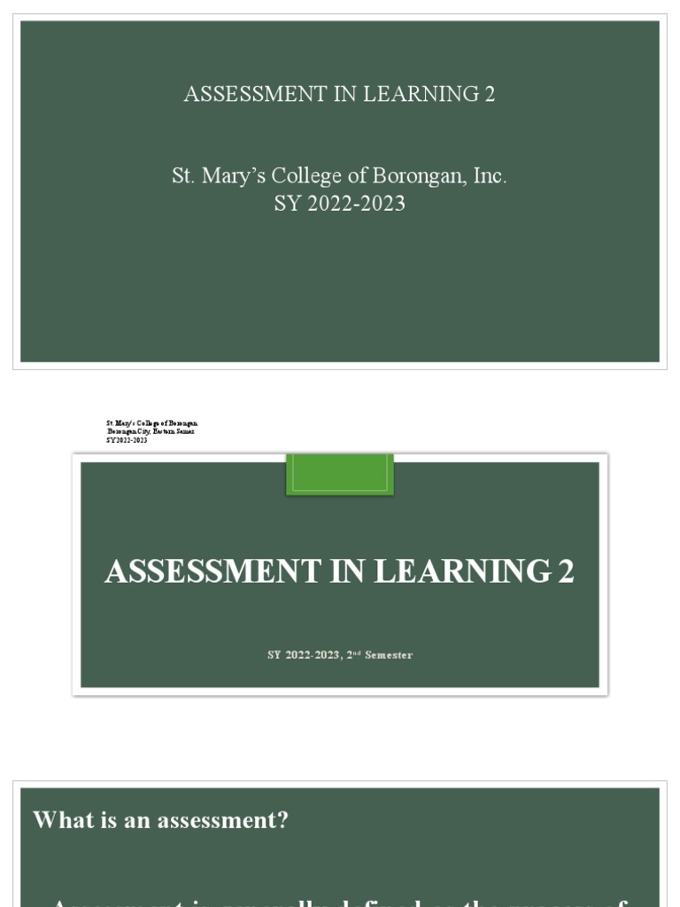 Assessment 2 Lesson 1 | PDF | Educational Assessment | Learning