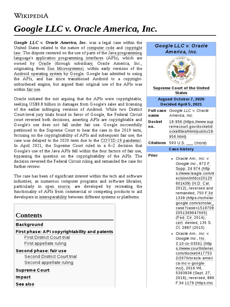 Google LLC v. Oracle America, Inc. | PDF | Java (Programming Language ...