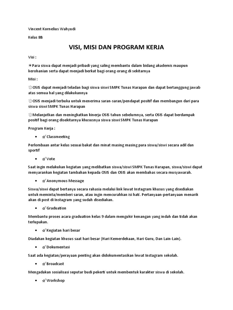 Visi Misi Dan Proker Ketos | PDF