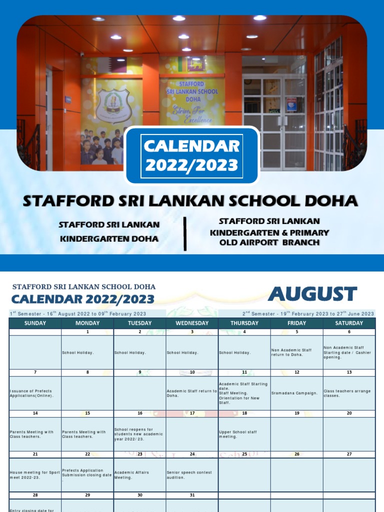 Stafford Calendar 2022-2023 | PDF | Academic Term | Educational  Organizations