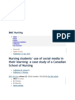 Canadian Nursing Students' Use of Social Media in Their Learning