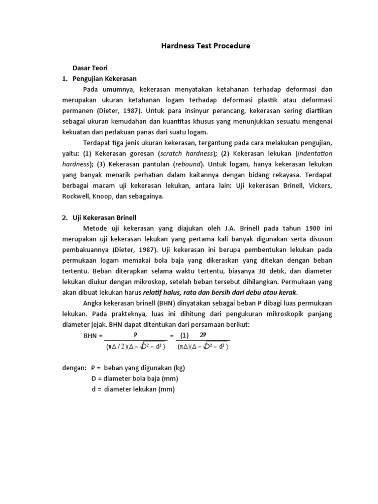 Hardness Test Procedure PDF
