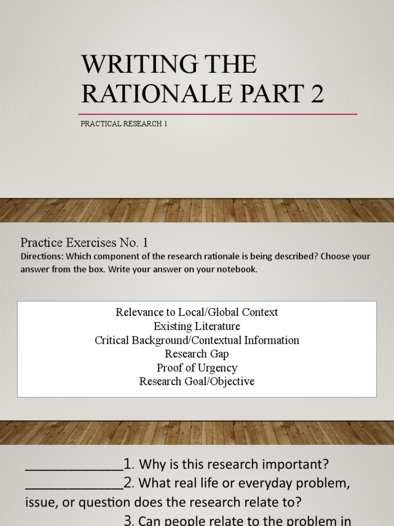 Writing The Rationale Part 2 PDF Educational Technology Distance Education