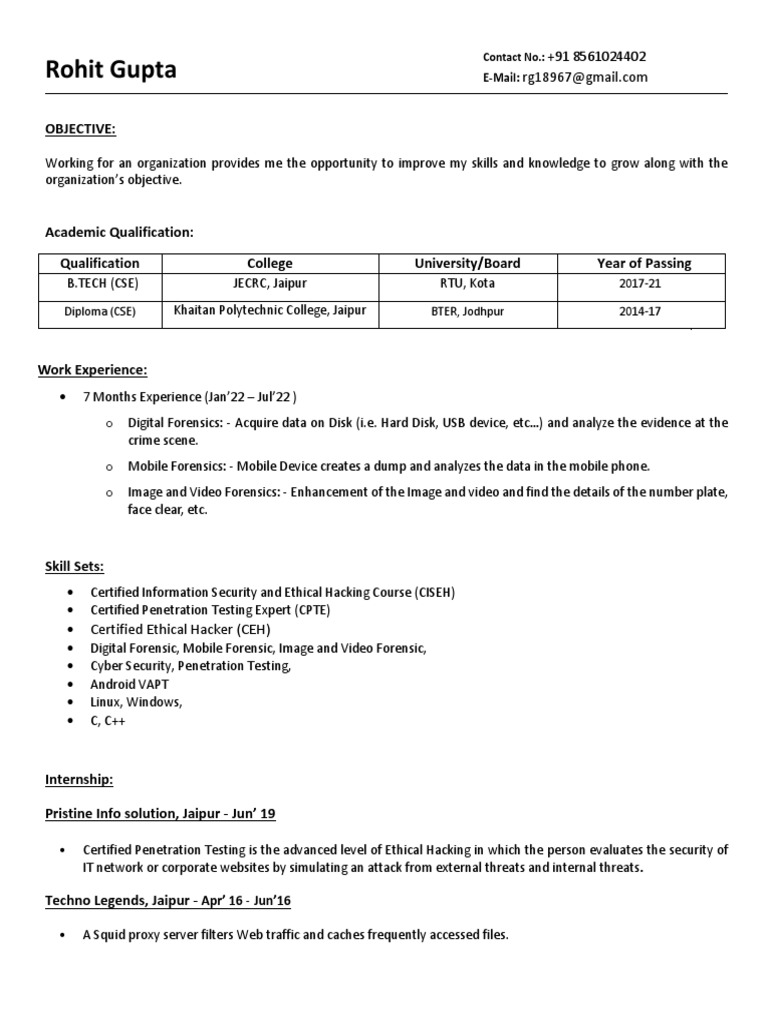 Digital Forensics Resume PDF Security Hacker Computer Forensics