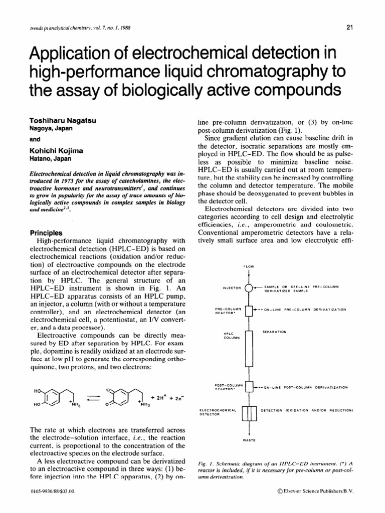Application of Electrochemical Detection in HighPerformance Liquid