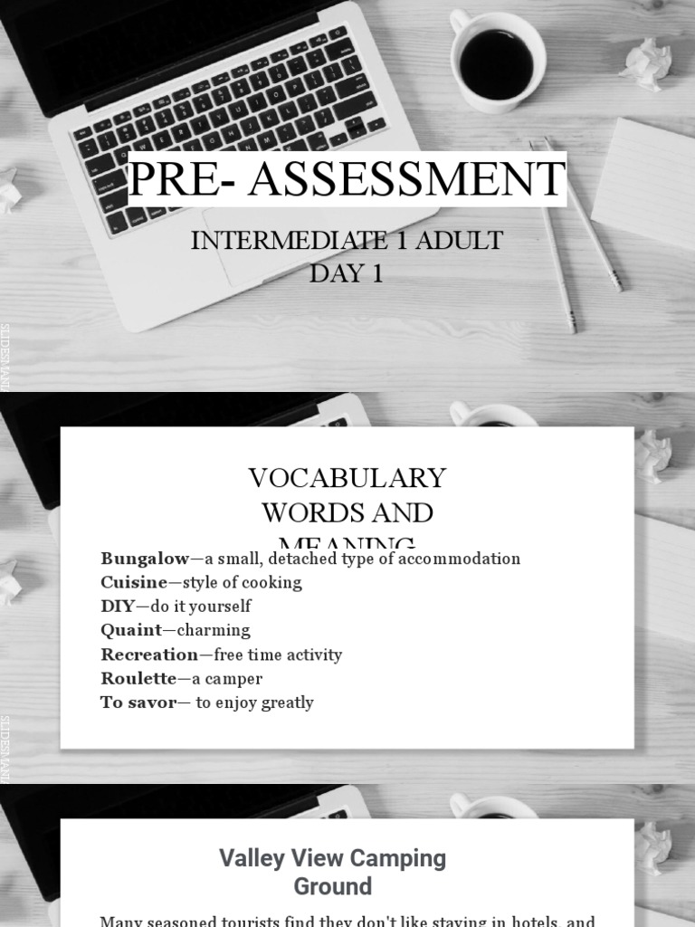 Pre assessment inter 1 adult pdf camping campsite
