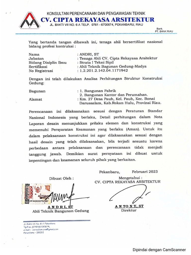 CV Cipta Rekayasa | PDF