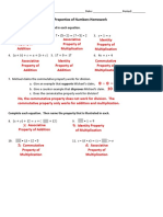 Properties of Numbers HW ANSWERS