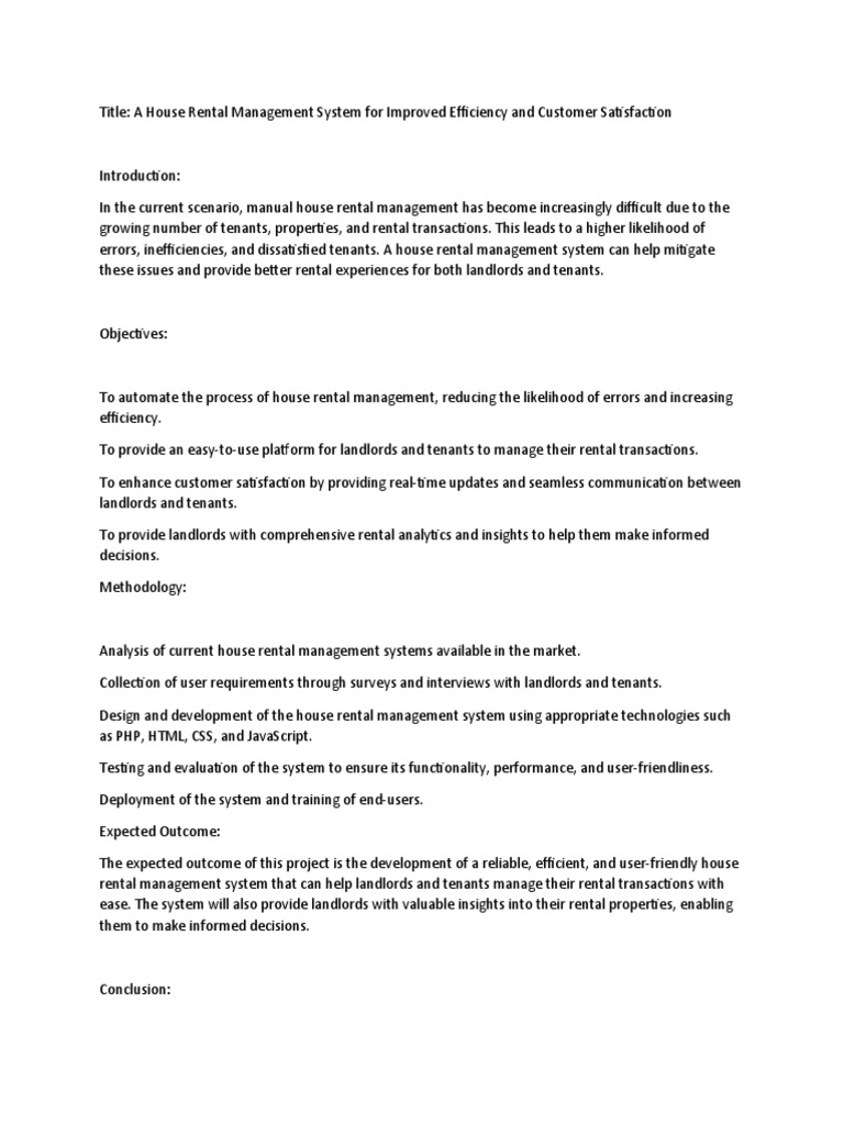 Proposal For Rental | PDF