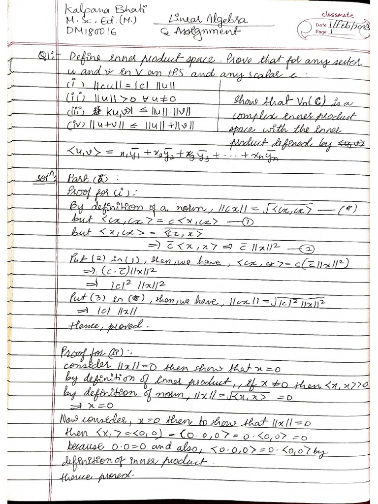 Linear Algebra UG Level Questions and Answers | PDF