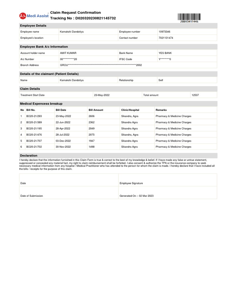 Medibuddy Claim Form PDF Pharmacy Medicine