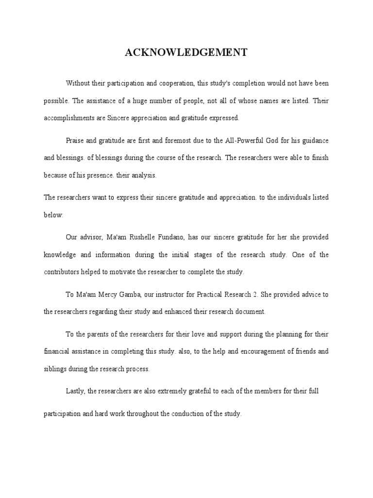 ACKNOWLEDGEMENT | PDF | Reading Comprehension | Gratitude
