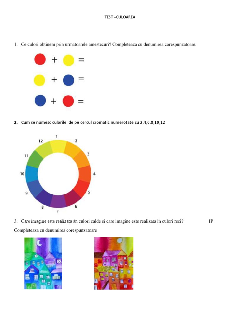 Test de Evaluare Culoare | PDF